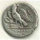 Silver denarius of Pomponius Rufus, reverse