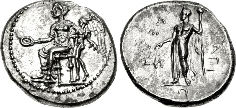 Nagidos stater with seated Aphrodite and Dionysus on the reverse