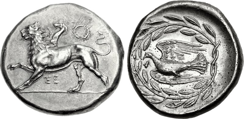 Abdera stater depicting a griffin left