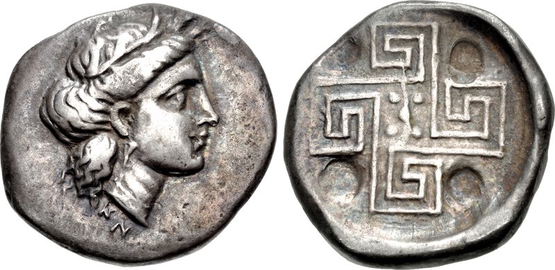 Knossos stater depicting Demeter and labyrinth