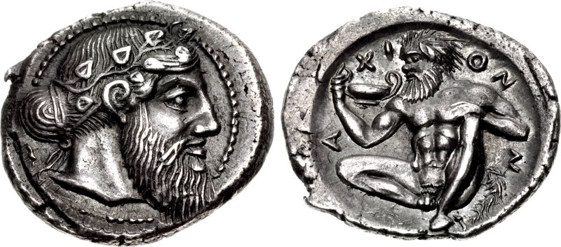 Naxos drachm with bearded head of Dionysos
