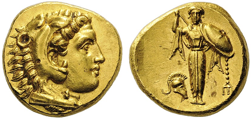 Pergamon gold stater with head of Herakles