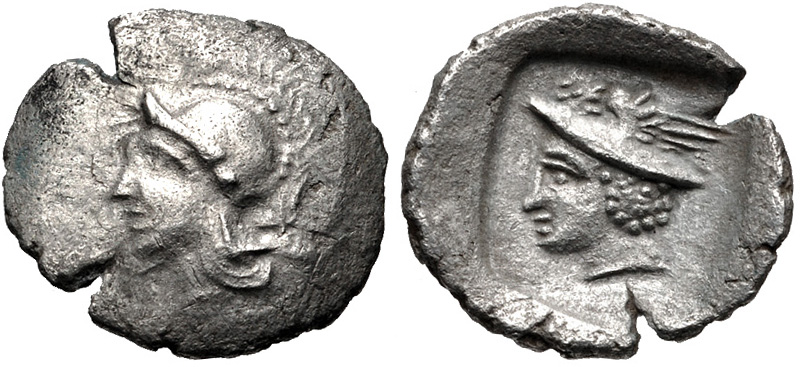 Corinth drachm with head of Aphrodite on the reverse