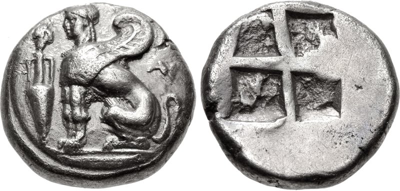 Chios drachm depicting the Sphinx sitting left